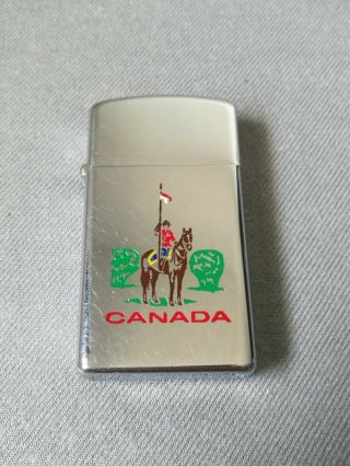 1976 Canada Horse Police 6 - Color Niagara Falls High Polish Slim Zippo Lighter