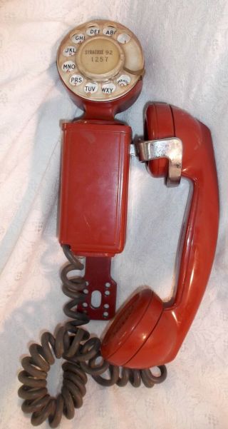 Vintage Red Western Electric Bell System Wall Mount Rotary Phone