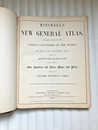 Mitchell ' s GENERAL ATLAS Maps and Plans 1875,  Philadelphia,  York antique 2