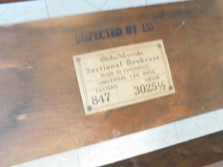VTG Antique 1940s Walnut Globe Wernicke 3 Stack Barrister 3025 Lawyers Bookcase 2