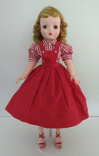 Vintage Madame Alexander Cissy Doll With Tagged Red White Stripe Pinafore Outfit