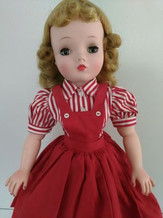 Vintage Madame Alexander Cissy Doll with Tagged Red White Stripe Pinafore Outfit 2
