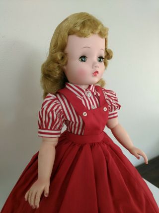 Vintage Madame Alexander Cissy Doll with Tagged Red White Stripe Pinafore Outfit 3