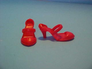 Vintage Red Toe Cap High Heels For 10 " Jill,  Lmr,  Miss Coty,  Toni Fashion Doll