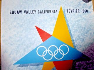 POSTER SQUAW VALLEY LAKE TAHOE 1960 WINTER OLYMPICS RARE IN FRENCH 1958 2