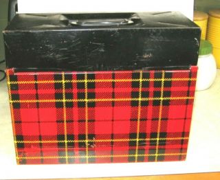Vtg Hamilton Skotch Scotch Plaid Metal Porta - File Box - Storage Case - Picnic Stuff 3