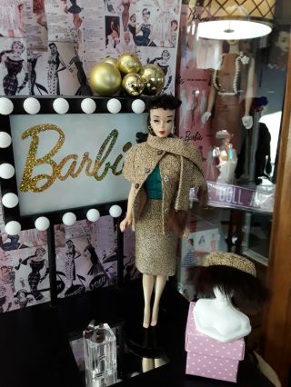 Vintage Barbie Ponytail 3 Brunette Wearing Gold N Glamour