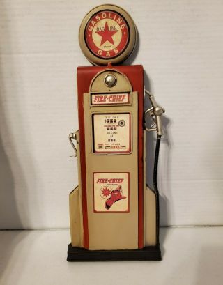 Vintage Fire - Cheif Phenix Metal Gasoline Gas Pump Red Wall Mount Sign Garage 13 