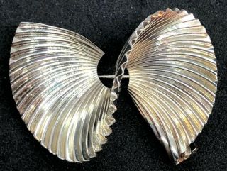 Vtg Sterling Silver Brooch/pin Fluted Twist Bow 1&1/2” Marked 925