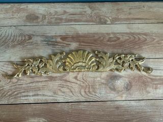 Vintage Large Brass Gold Shell Wall Plaque Ornate 17” Beach House