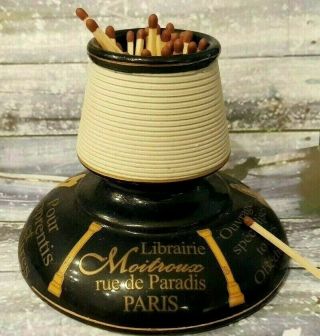 Vintage Style French Pyrogène Match Holder Advert Moitroux Rue De Paradis Paris