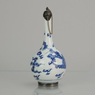 Antique Chinese 19th C Porcelain Bleu De Hue Vase Vietnamese Market Dragon