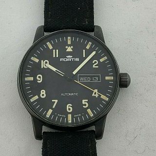 Vintage Fortis Flieger Pilot Day Date Automatic Watch Ref 595.  18.  158 40 Mm