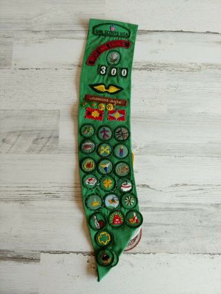Vintage 1970’s West Cook Girl Scouts Junior Aide Sash 34,  Badges,  Patches,  Camp