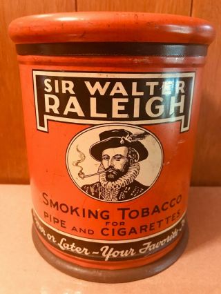 Vintage Sir Walter Raleigh Tin Smoking Tobacco For Pipes & Cigarettes