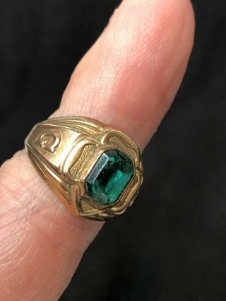 Vintage 10k Gold Filled Girl Scout Emerald Stone Ring Size 6