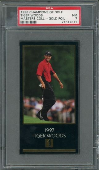 1997 - 98 Tiger Woods Grand Slam Ventures Gold Foil Rc Rookie Psa 7