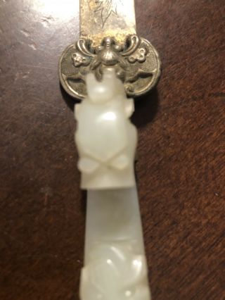 Antique Chinese Qing Dynasty Carved Jade DRAGON Figural Belt Hook Letter Opener 3