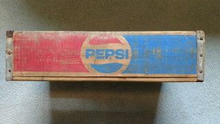 Vintage Wooden Soda Crate Pepsi Cola Wood Advertising Carrying Box