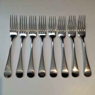Set Of 8 Birks Old English Sterling Silver Forks Tipped Back 600 Grams S209