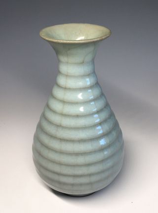 Chinese Blue Celadon Ru - Yao Type Stoneware Crackle Glazed Bottle Vase Song