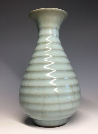 Chinese Blue Celadon Ru - Yao Type Stoneware Crackle Glazed Bottle Vase Song 2