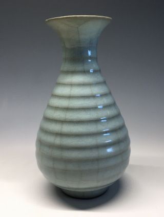 Chinese Blue Celadon Ru - Yao Type Stoneware Crackle Glazed Bottle Vase Song 3