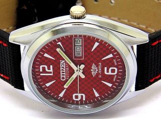 Citizen Automatic Men,  S Steel Vintage Red Dial Made Japan Watch Run Order