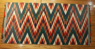 Antique Navajo Germantown Eye Dazzler Blanket 24 " X 50 "
