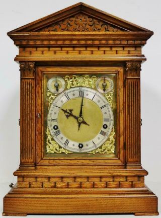 Fantastic Antique W&h Solid Oak Triple Train 5 Gong Musical Chime Bracket Clock