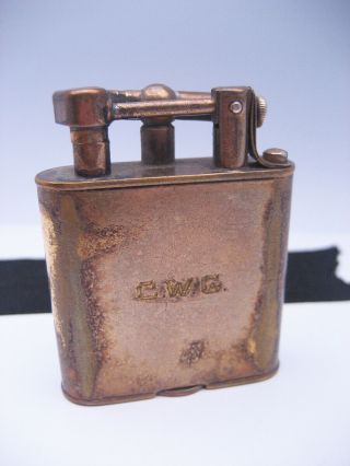 Antique Vintage Lift Arm Lighter Engraved Case Made In England Usa Pat Pend