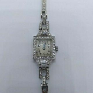 Cartier Diamond Watch Vintage Antique 14k White Gold Platinum Lady 