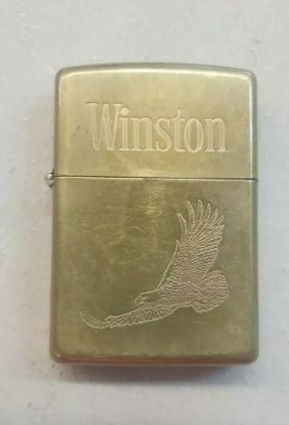 Vintage Zippo Lighter Winston Front Rjr Solid Brass 1992
