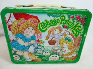 Vintage 1983 Cabbage Patch Kids metal lunch box & Thermos set 2