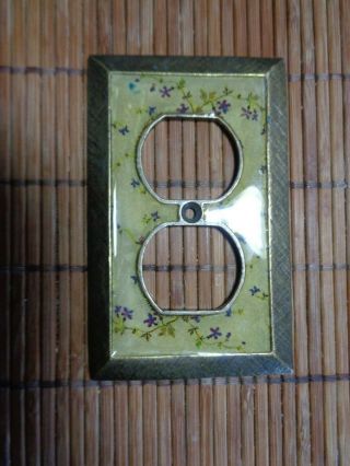 Vtg Anthropologie Brass Yellow Floral Light Outlet Wall Plate Cover U.  S.  A.