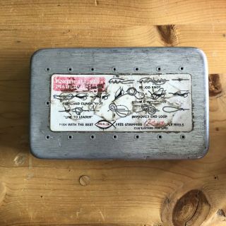 Vintage Perrine 97 Fly Fishing Fly Box Holder With Flies Nymphs