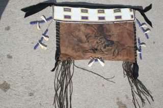 Antique Native American Beaded Buffalo Hide Sioux Tipi Bag Teepee Pine Ridge