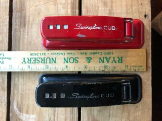 2 Vintage Swingline Cub Staplers,  Red & Black Made In Usa