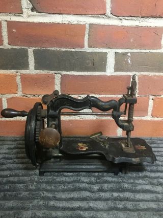 Very Rare Antique Cast Iron 19th Century Hand Crank Sewing Machine Pat 1854