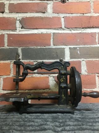 Very Rare Antique Cast Iron 19th Century Hand Crank Sewing Machine Pat 1854 3