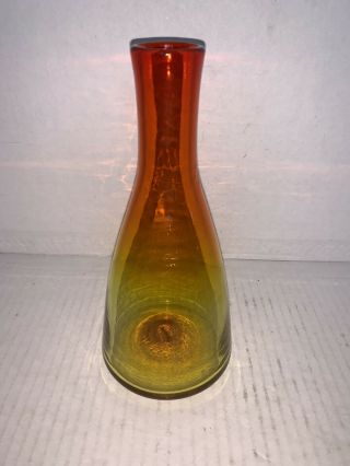 Vintage Hand Blown Amberina Glass Bud Vase/ Bottle 7 1/2”