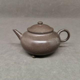 Antique Chinese Yixing Teapot 3 Legs With Marked Edge Lid
