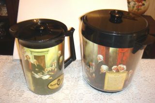 2 Vtg Westbend Thermo - Serv Pitcher & Ice Bucket Declaration Independence Usa