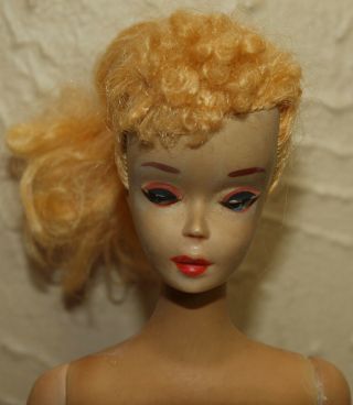 Vintage Barbie 3 - 4 Transitional Blonde Ponytail Brown Eyeliner All