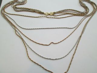 Vintage Grosse Signed Two Tone Multi Chain Necklace 26 Inch