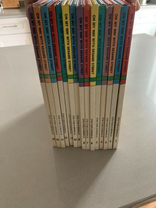 Complete Set 1 - 15 Vintage On My Way With Sesame Street Books Jim Hensen 1989
