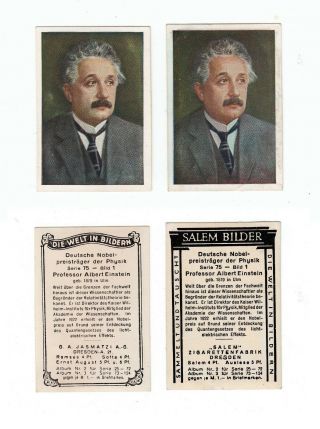 2 Vintage 1928 Tobacco Cards Albert Einstein