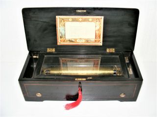 " Antique Mahogany 8 - Air Cylinder Music Box By " P.  V.  F.  " Order "