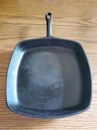Vintage Cast Iron Large Square Skillet.  Made In Usa.  Unmarked.
