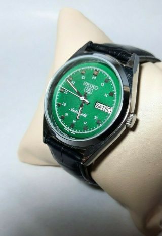 Seiko Automatic Vintage 17 J Steel Case Green Dial Day/date Men 